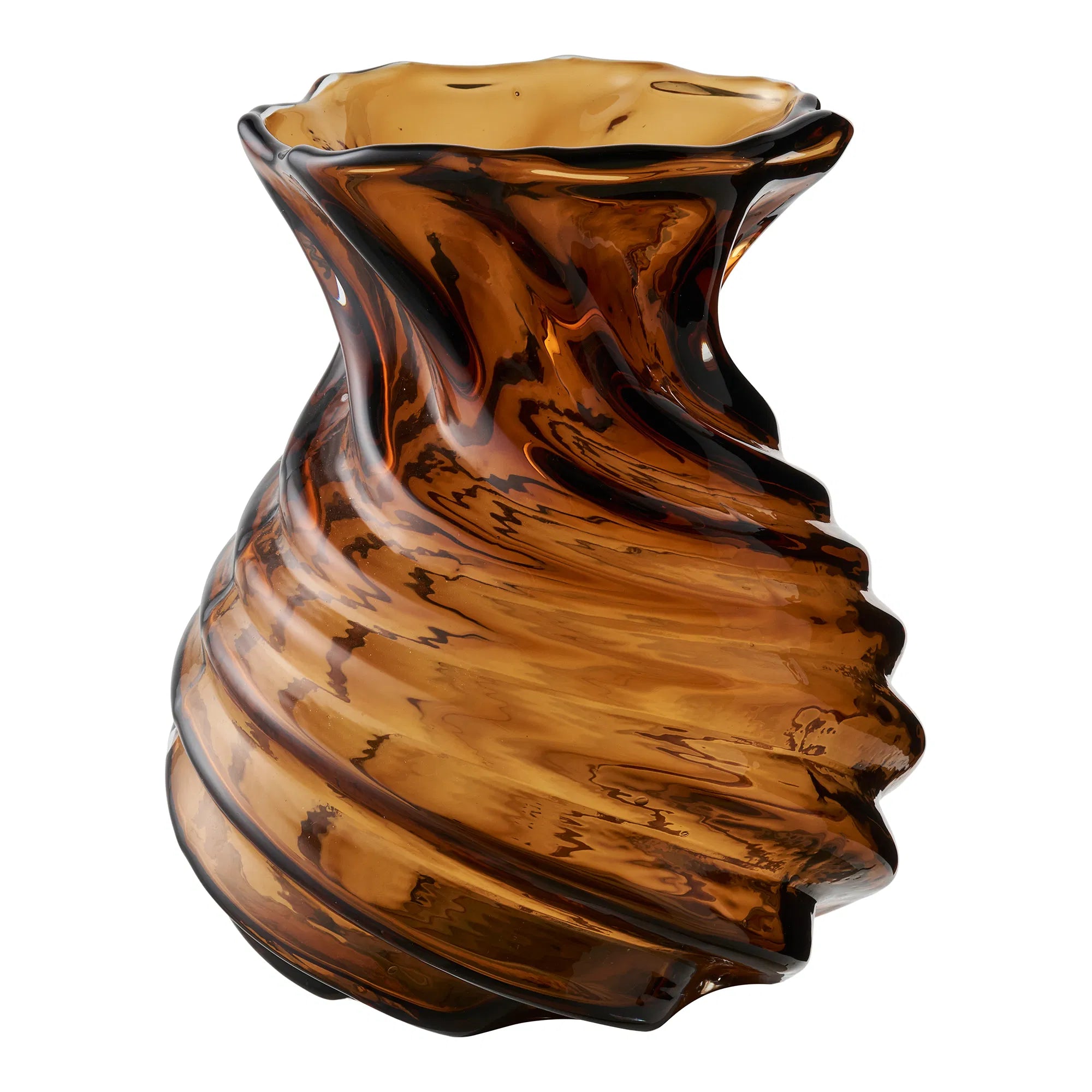 Vase Terra – Rauchbraunes Glas mit Drehoptik