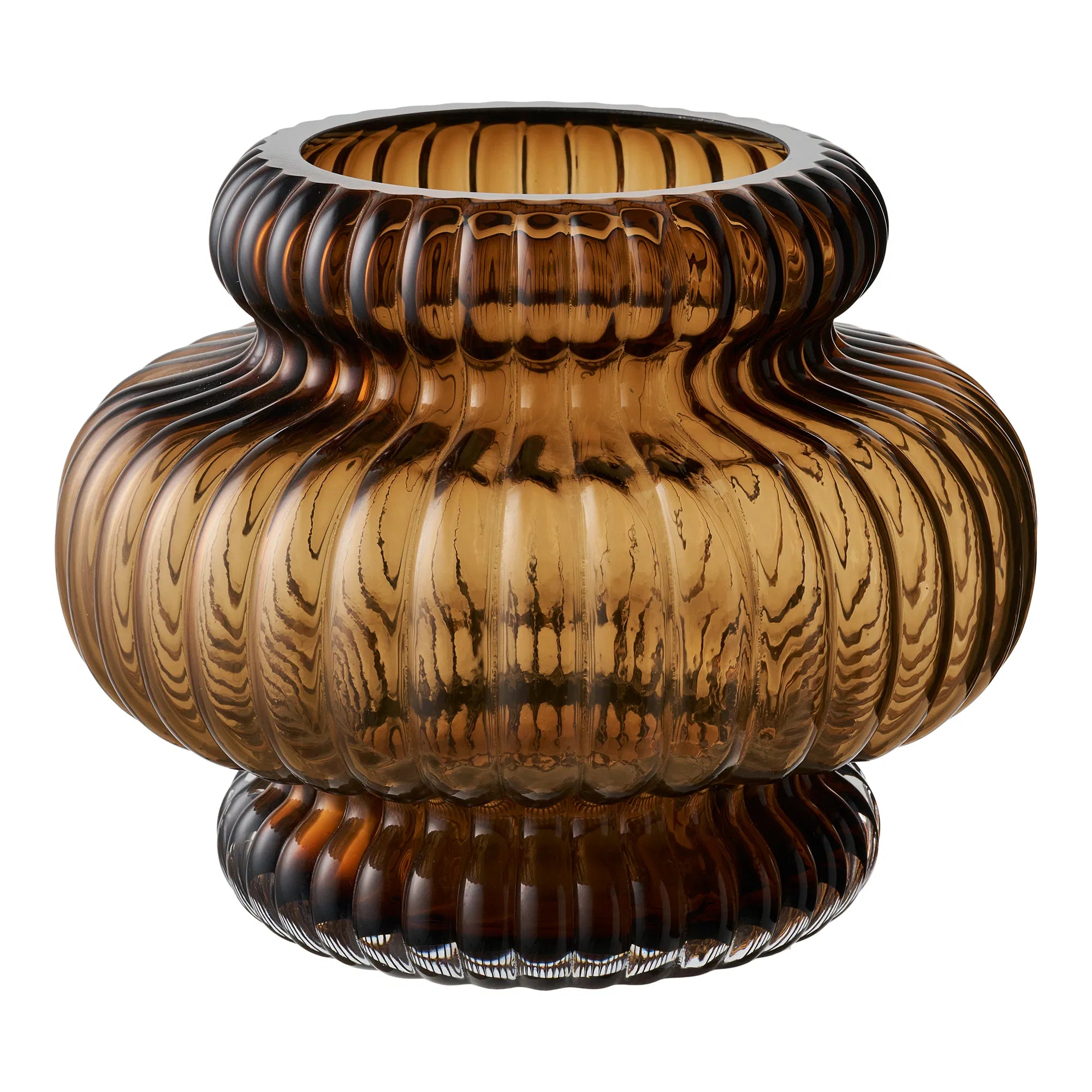 Vase „Clara“ – Gerilltes Glas in Smoked Brown