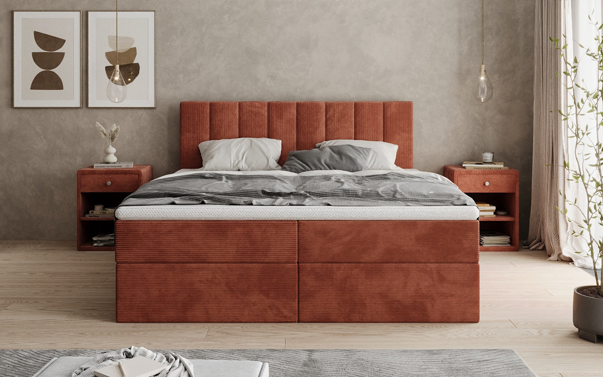 Boxspringbett Sofia in Cord mit Stauraum
