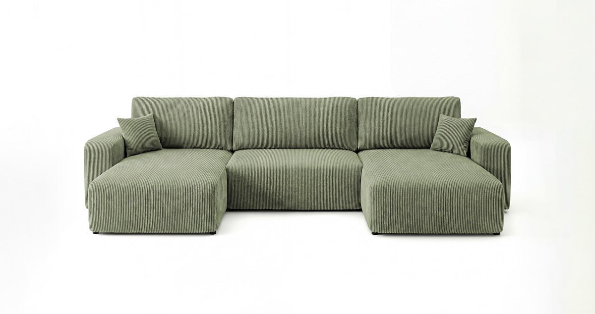 Designer Sofa Noma U mit Schlaffunktion und Stauraum in Cord
