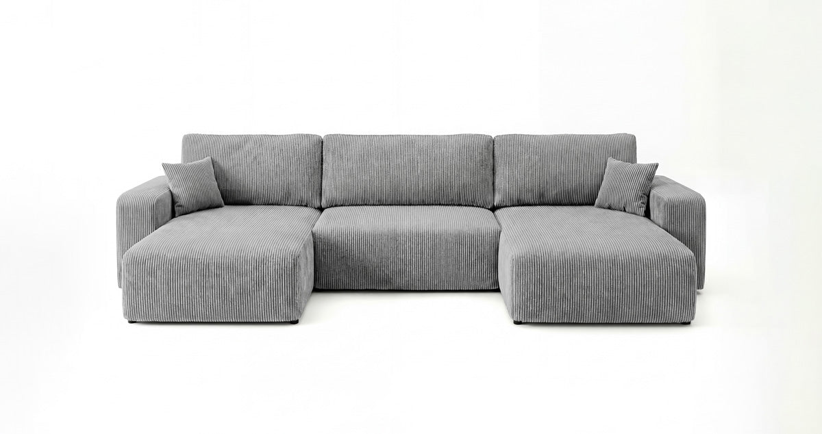 Designer Sofa Noma U mit Schlaffunktion und Stauraum in Cord