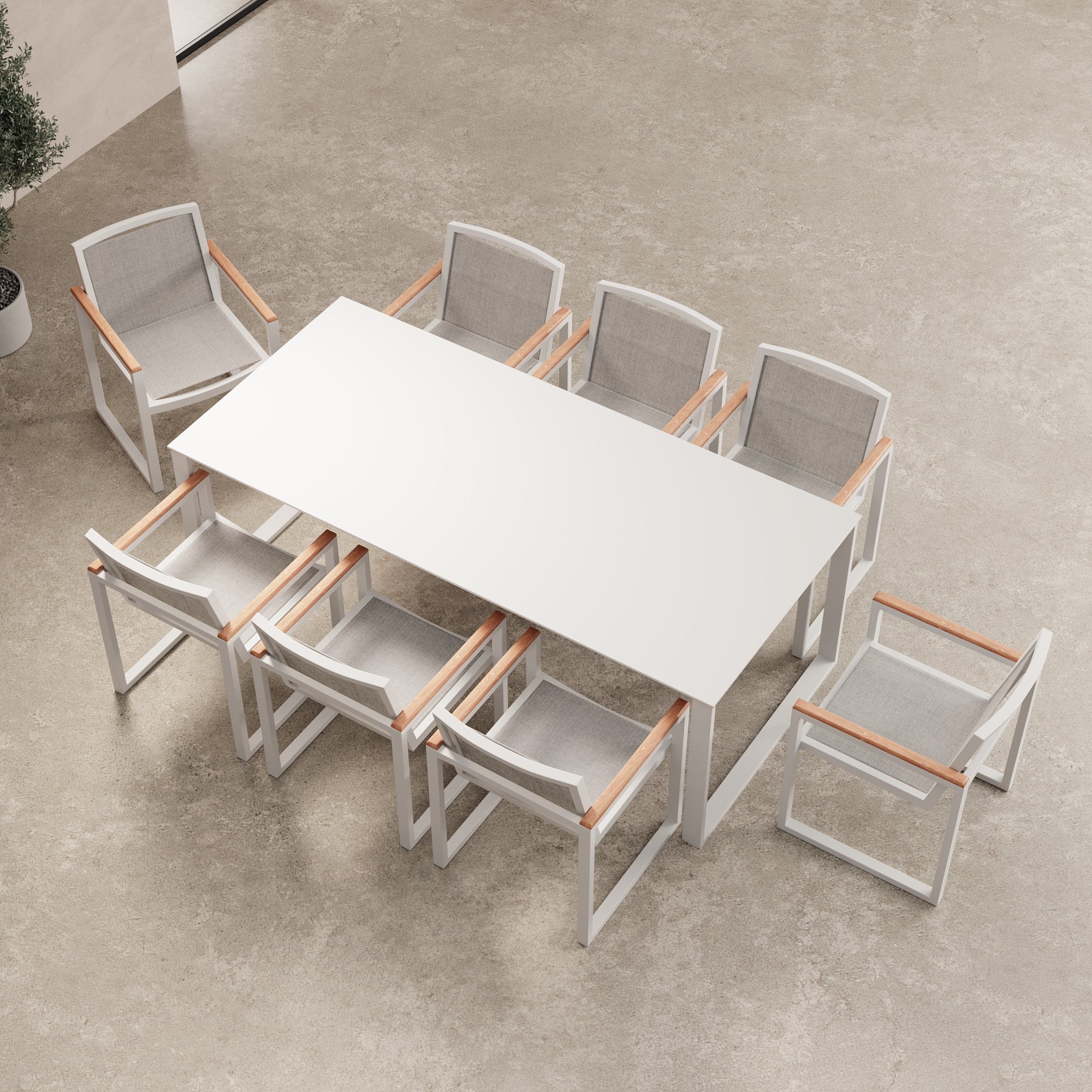 4er Set Vayla Gartenstuhl mit Armlehnen – Aluminium & Robinienholz | Aevora™ Kollektion