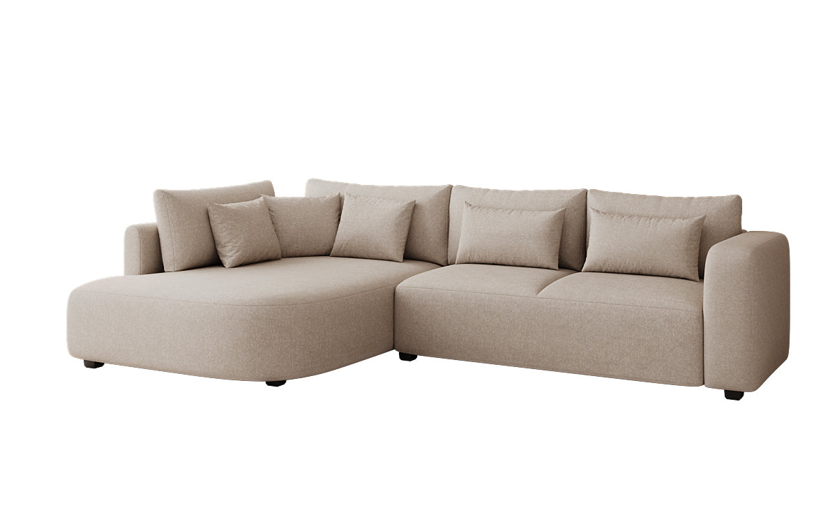 Designer Ecksofa Ando mit breiter Ottomane in Strukturstoff
