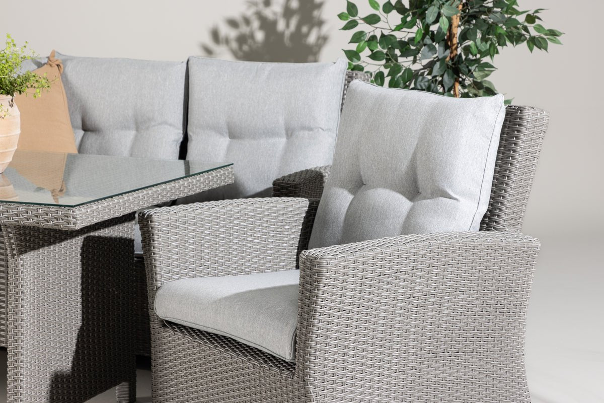 Garten Loungeset Henry – mit Glasplatte & Sitzkissen