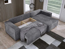 Designer Ecksofa Velanova mit Schlaffunktion und Stauraum aus Cord