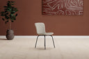 2er Set - Esszimmerstuhl Leo in Beige mit schwarzen Beinen