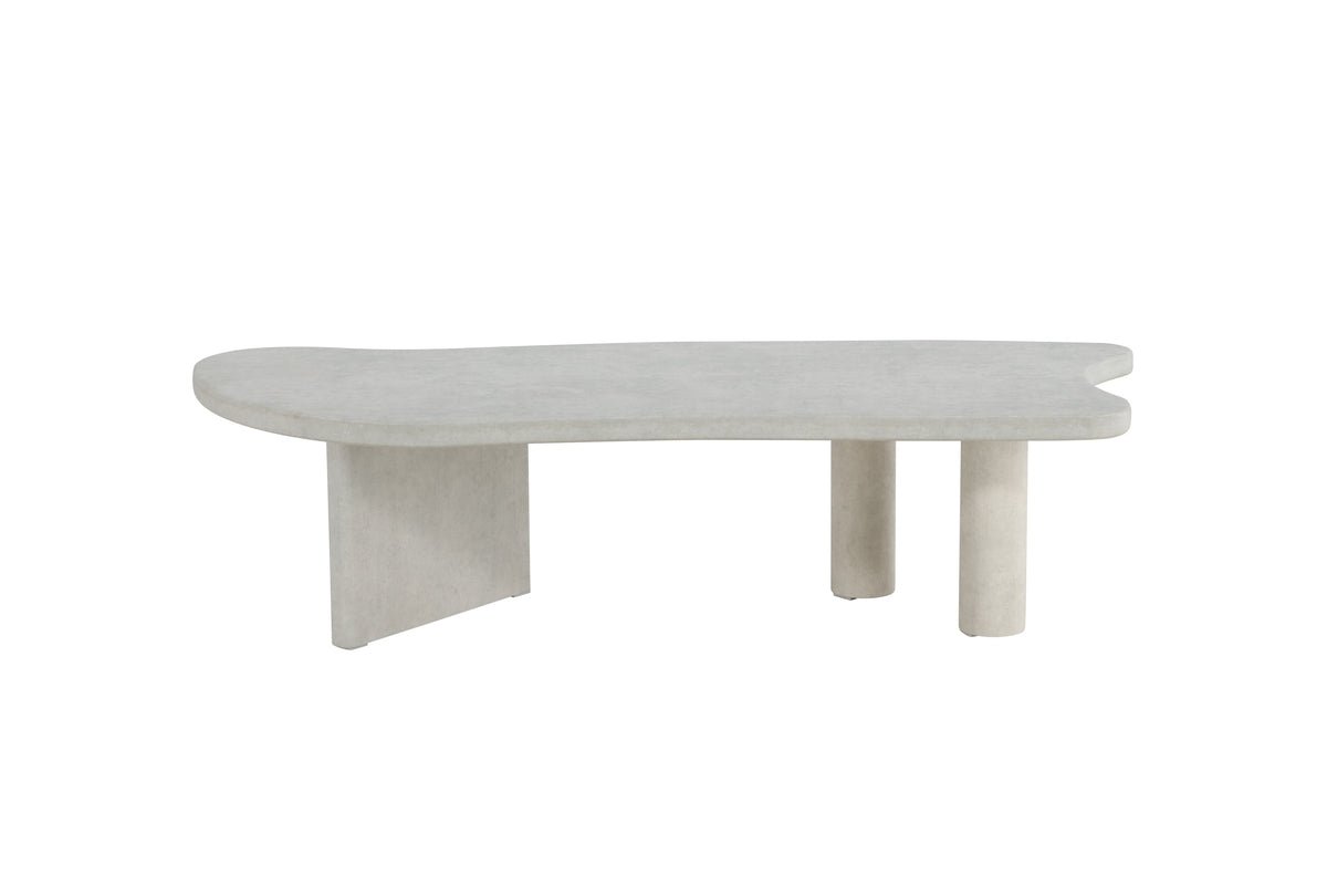 Couchtisch Adam -  in Betonoptik Hellgrau mit asymmetrischem Design
