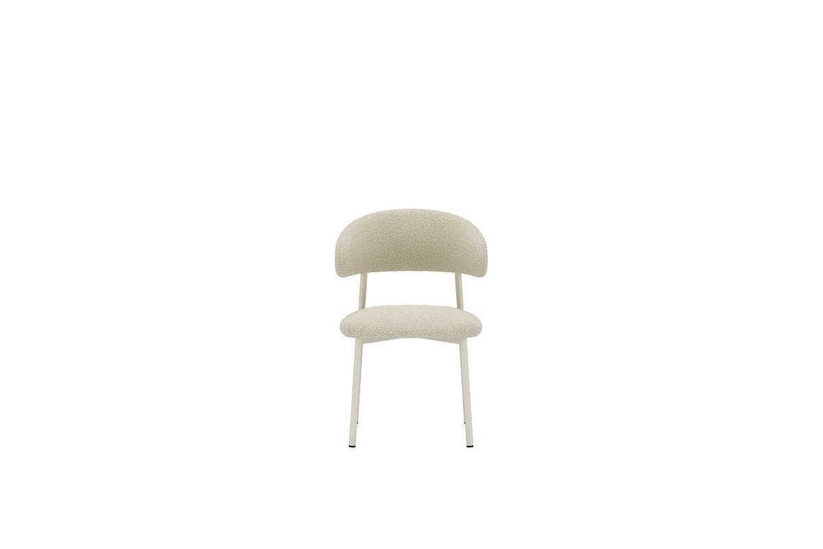 2er Set - Esszimmerstuhl Fernand in Beige mit Stahlgestell