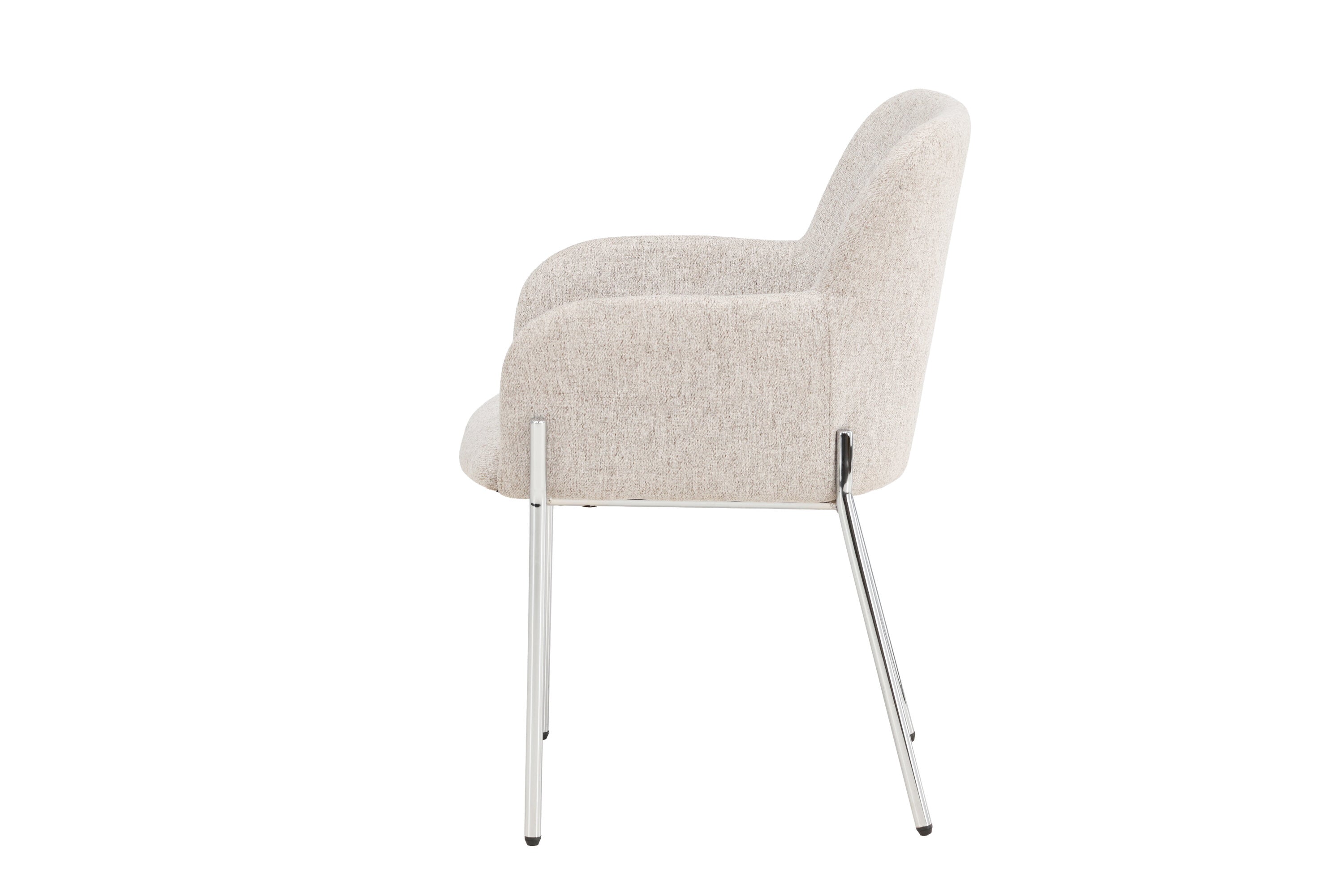 Stuhl Helora in Beige aus Polyester-Leinen