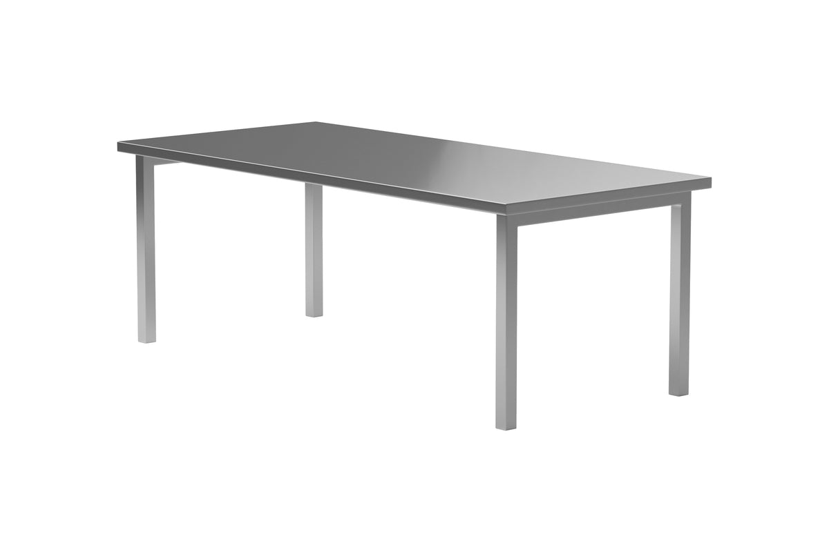 Esstisch Luan - in Silber mit Edelstahl-Oberfläche