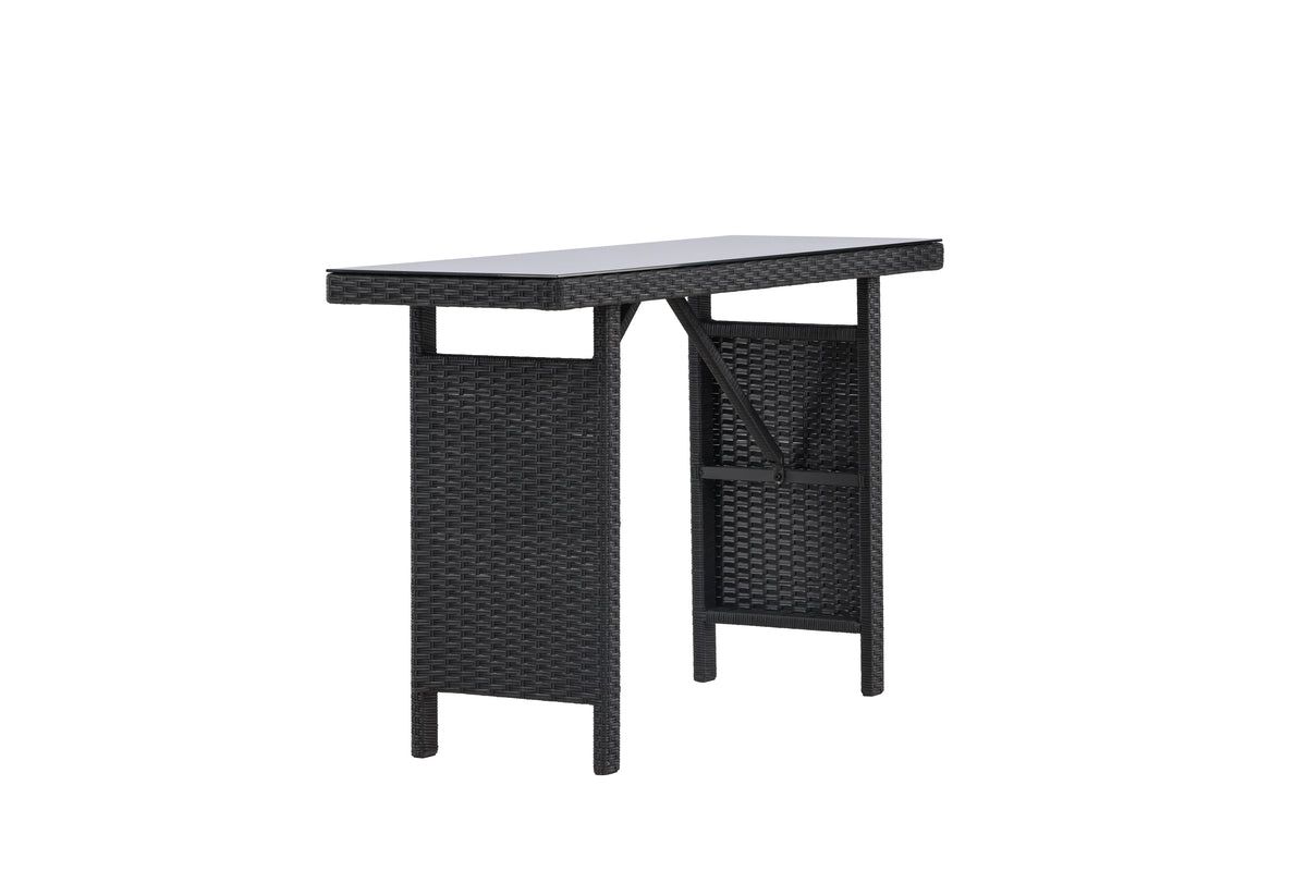 Garten Beistelltisch Pandora -  Aus Rattan und Glas in Schwarz