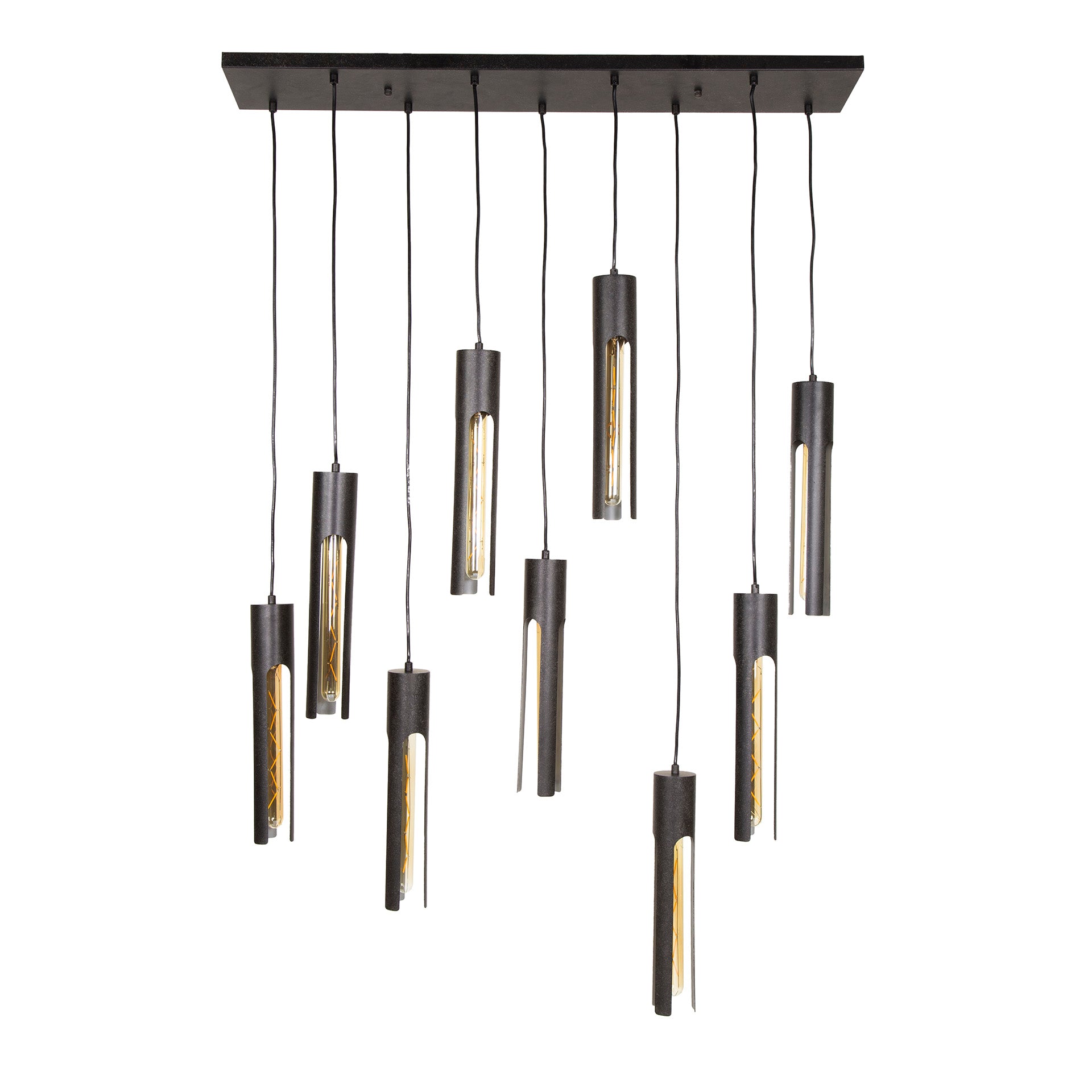 Pendelleuchte „Aveline“ – Mit 9 Leuchten in edlem, schwarzen Tube-Design