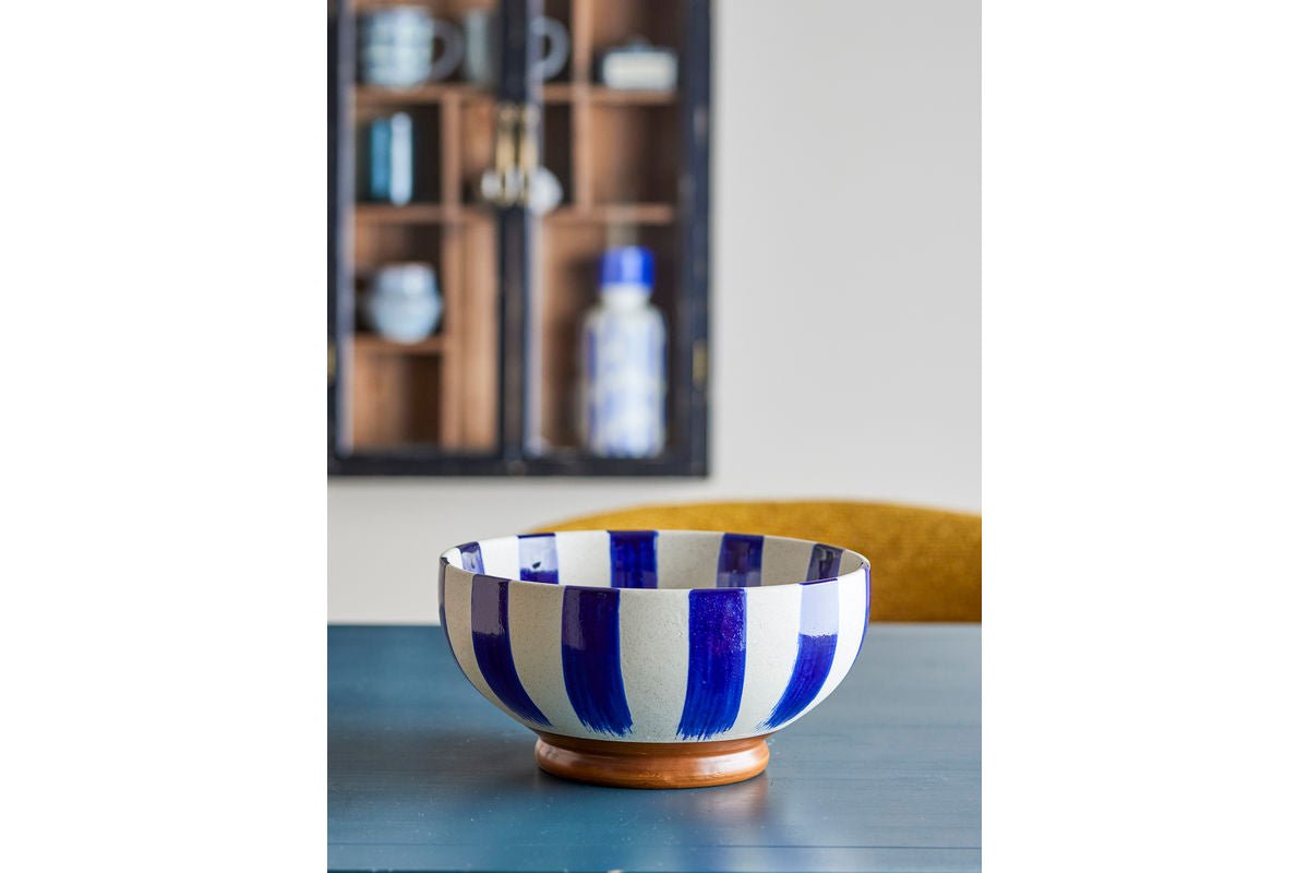 Schale Cala – handbemalte Steingutschale in Blau