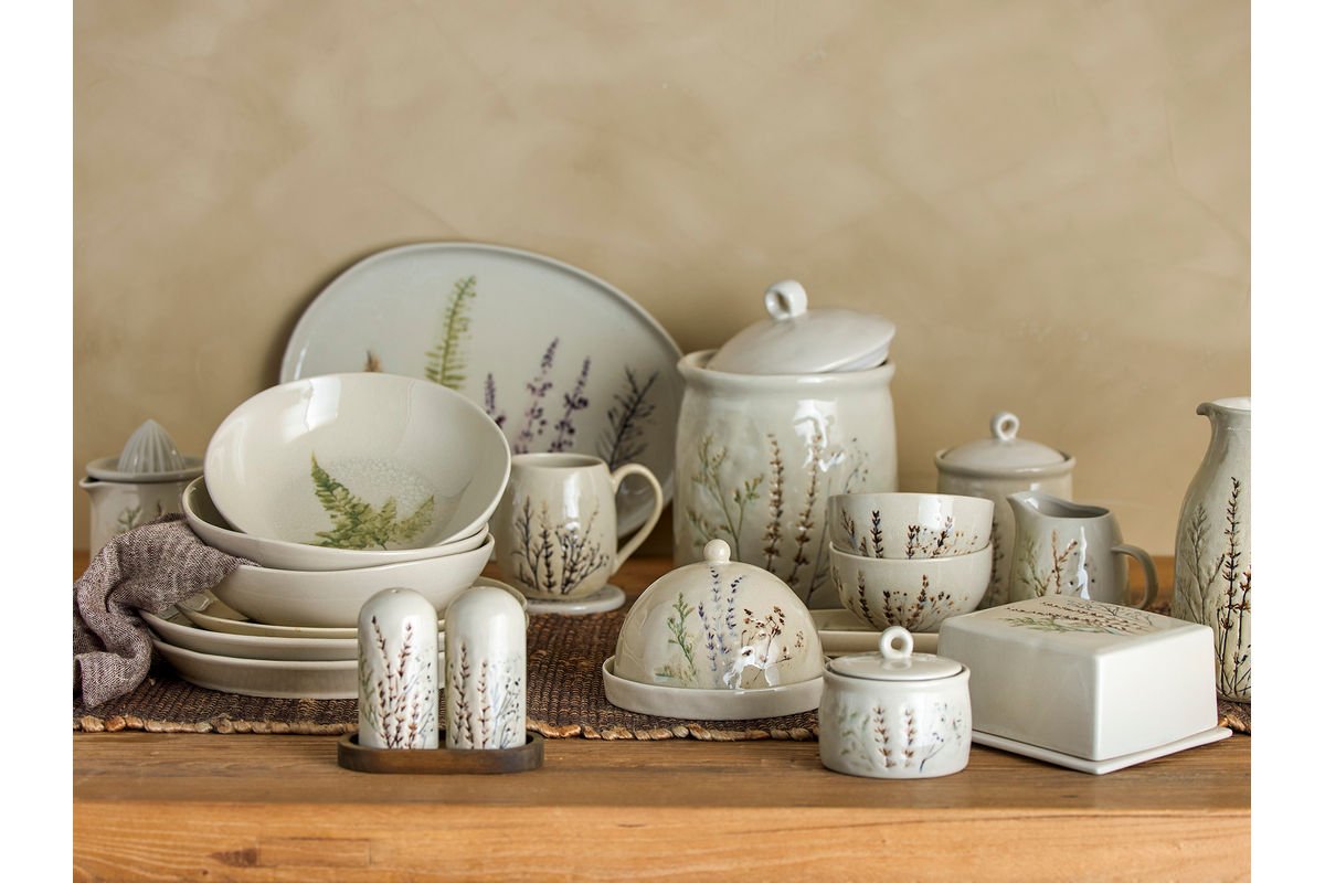 Servierplatte Céloria  - aus Steingut gefertigt - Blumenmotiv