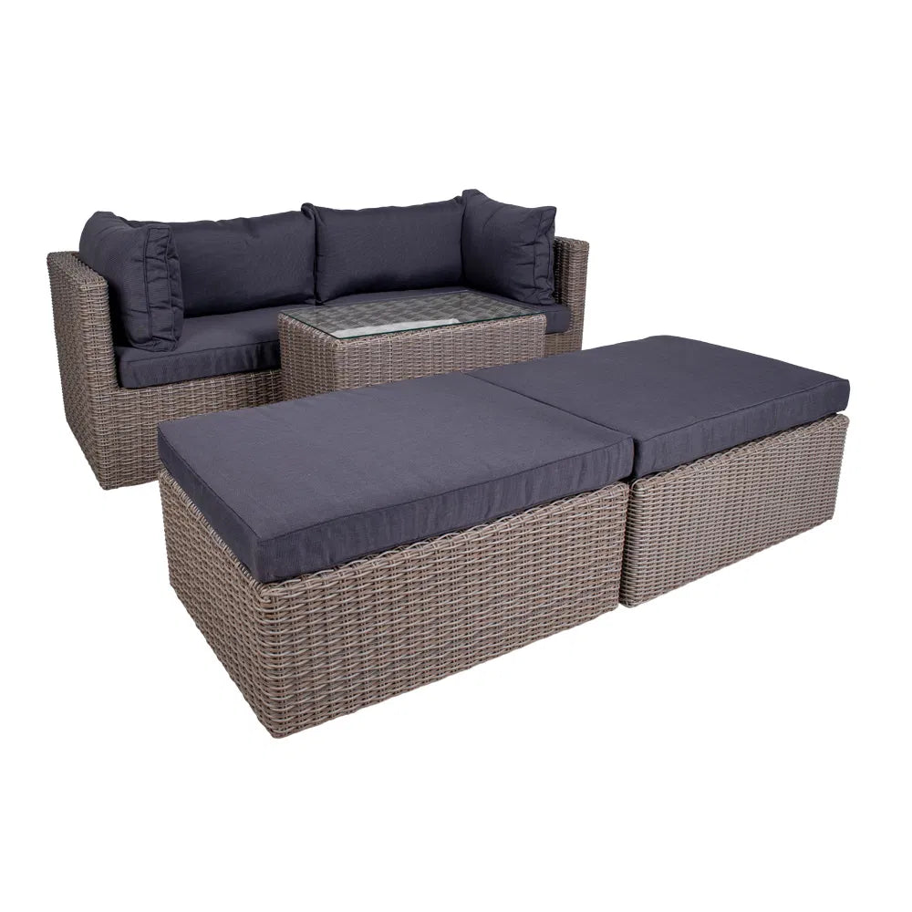 Garten Lounge Set Livorno Grau aus Polyrattan