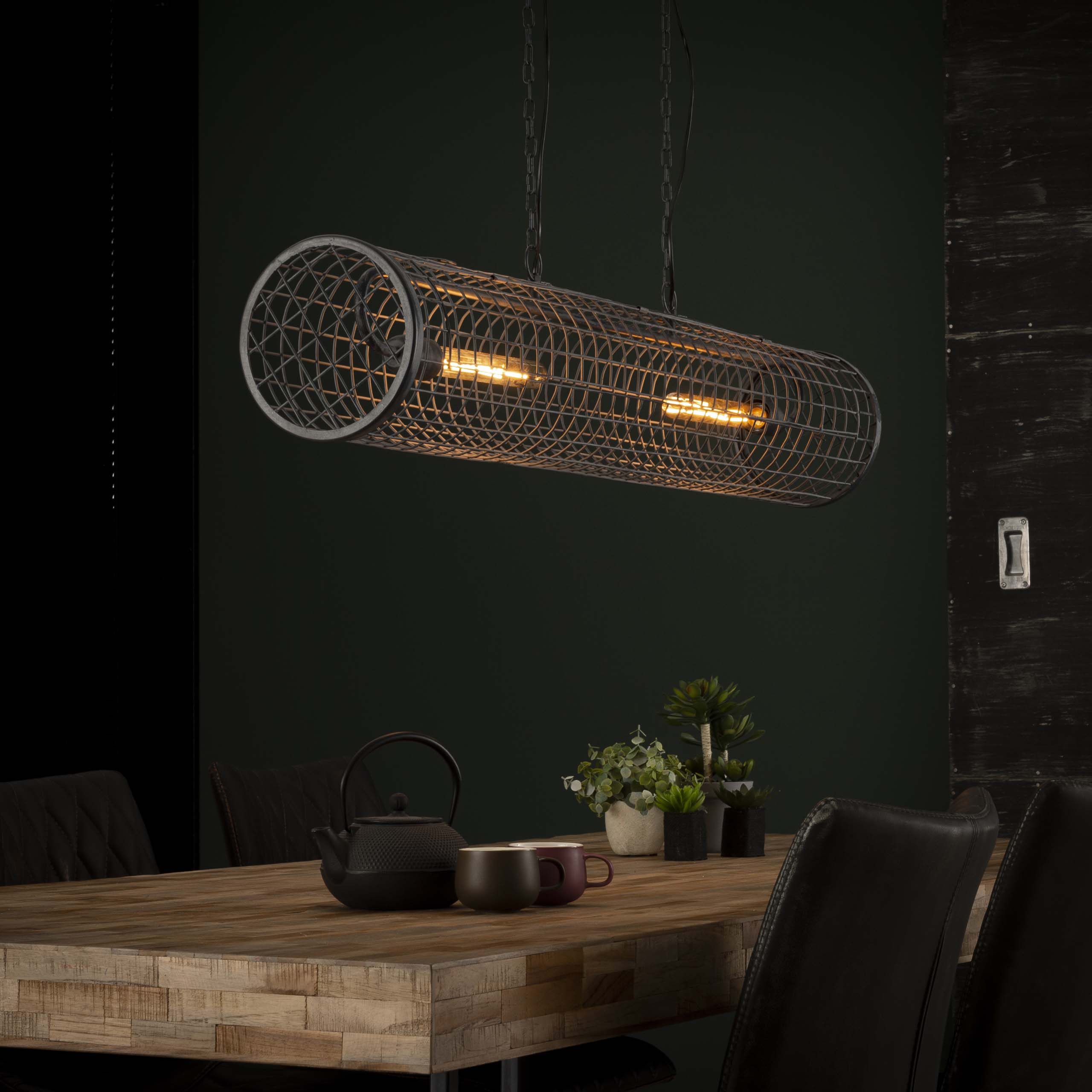 Pendelleuchte „Velanis“ – Zylindrische Lampe im industriellen Draht-Design