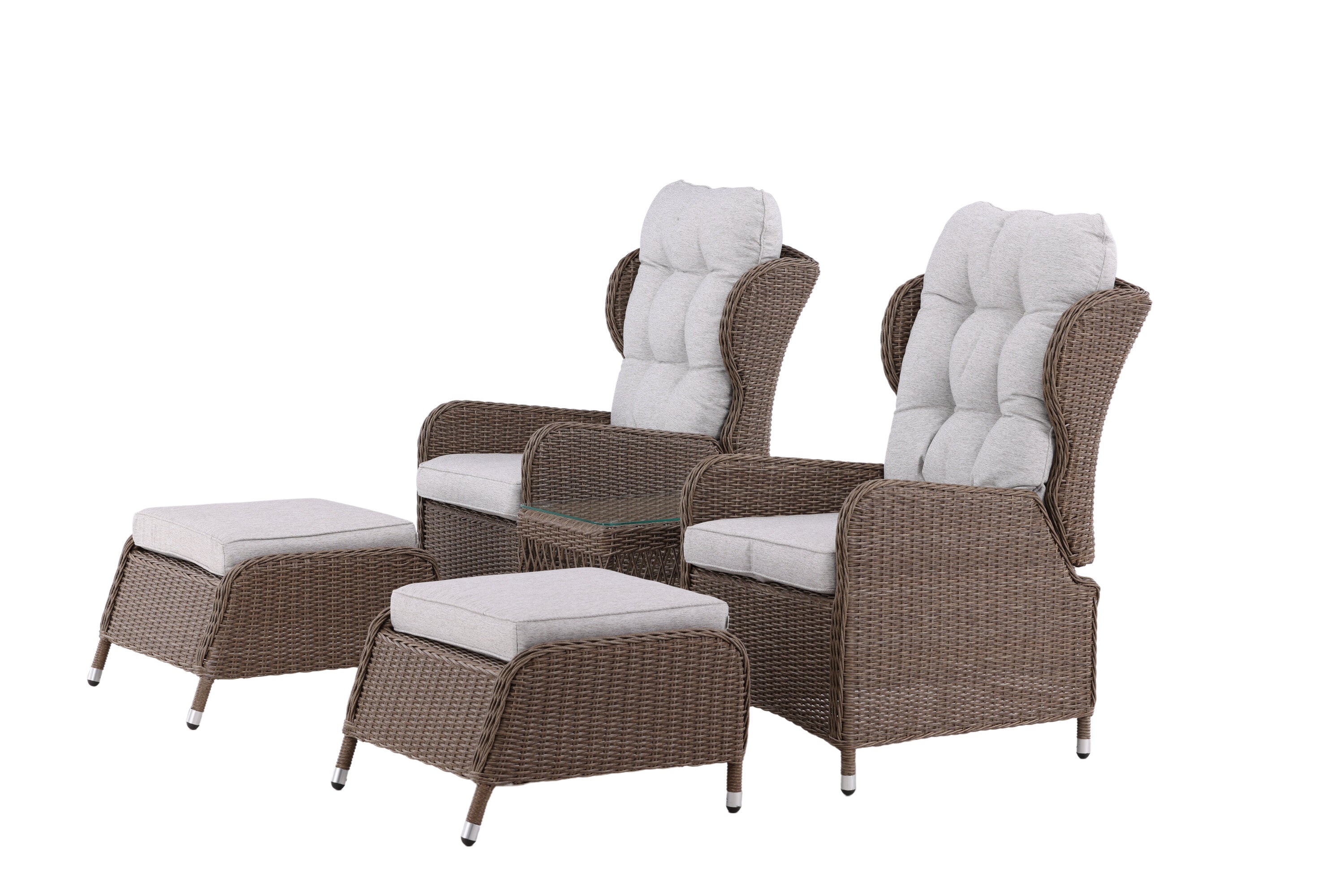 Garten Loungeset Lenox - in Natur mit verstellbarer Rückenlehne