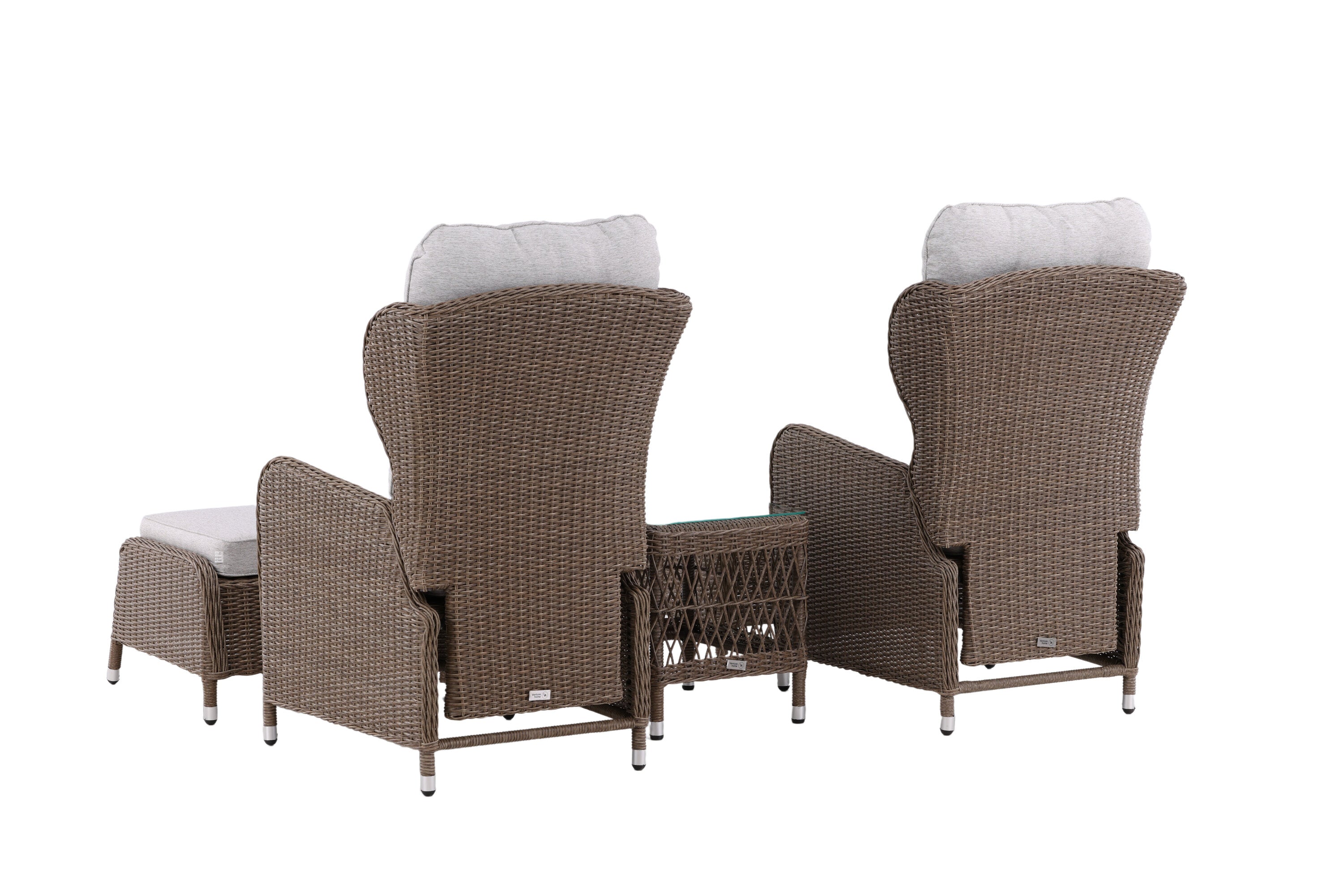 Garten Loungeset Lenox - in Natur mit verstellbarer Rückenlehne