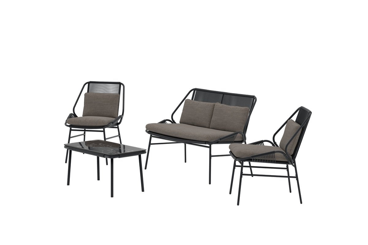 Garten Loungeset Talora – 4 teiliges Set mit Stühlen aus Stahl
