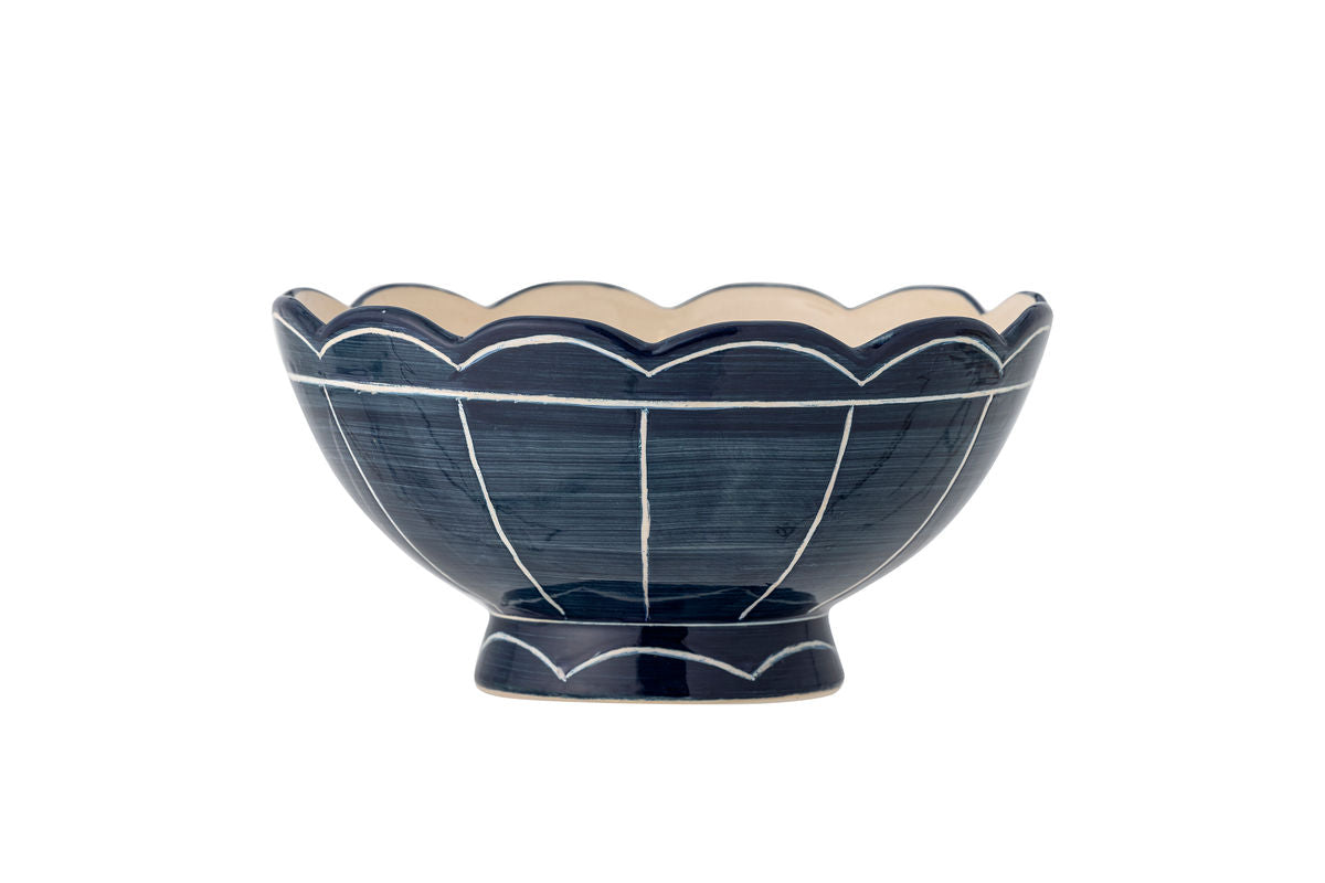 Schale Neria – Steingut in Blau mit handgemalten Details