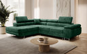 Designer Ecksofa Aston mit Schlaf- und Klappfunktion aus Samt