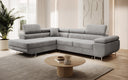 Designer Ecksofa Aston mit Schlaf- und Klappfunktion aus Samt