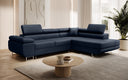 Designer Ecksofa Aston mit Schlaf- und Klappfunktion aus Kunstleder