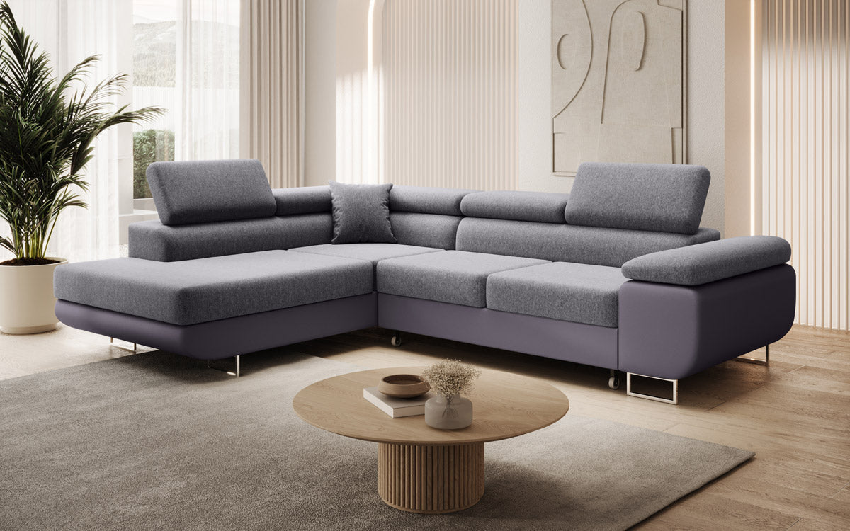 Designer Sofa Aston mit Schlaf- und Klappfunktion - Stoff/Kunstleder