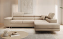 Designer Ecksofa Aston mit Schlaf- und Klappfunktion aus Bouclé