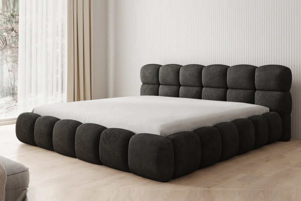 Outlet Polsterbett Boston 200x200 in Cord Schwarz