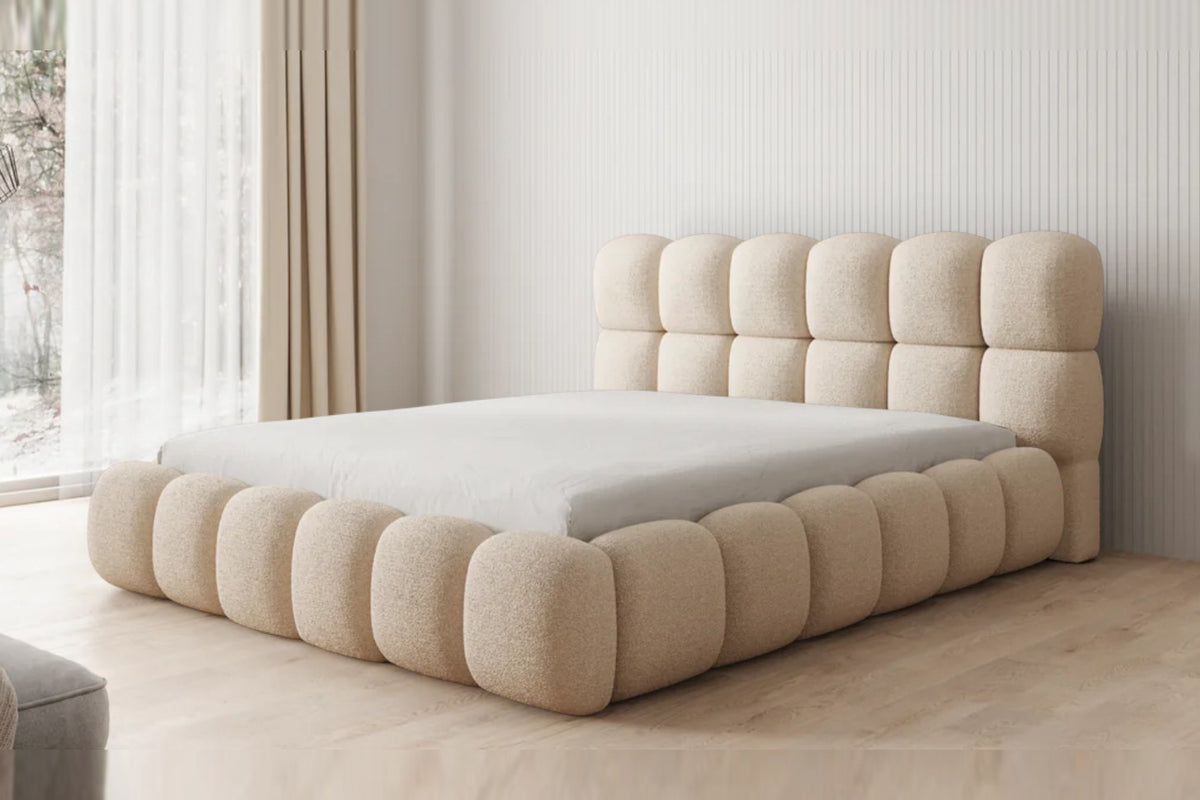 Outlet Polsterbett Boston 160x200 in Bouclé Beige