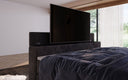 Boxspringbett Sejour mit TV Lift, RGB und Stauraum in Cord