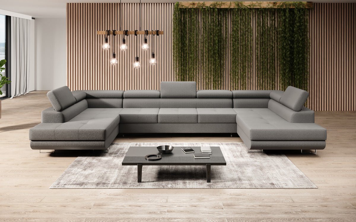 Designer Sofa Taormina mit Schlaf- und Klappfunktion in Bouclé