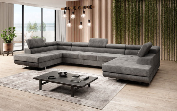 Designer Sofa Taormina mit Schlaf- und Klappfunktion in Cord