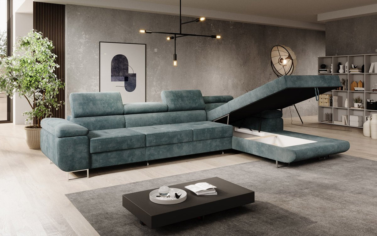 Designer Sofa Calvera Maxi mit Schlaf- und Klappfunktion in Cord