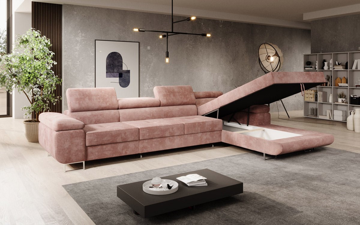 Designer Sofa Calvera Maxi mit Schlaf- und Klappfunktion in Cord