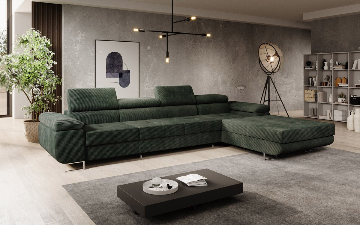Designer Sofa Calvera Maxi mit Schlaf- und Klappfunktion in Cord