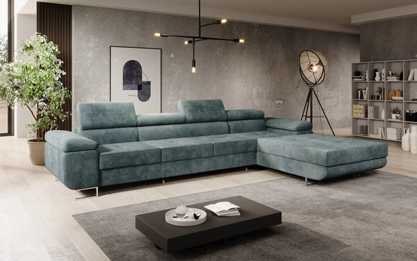 Designer Ecksofa Calvera Maxi mit Schlaf- und Klappfunktion in Cord