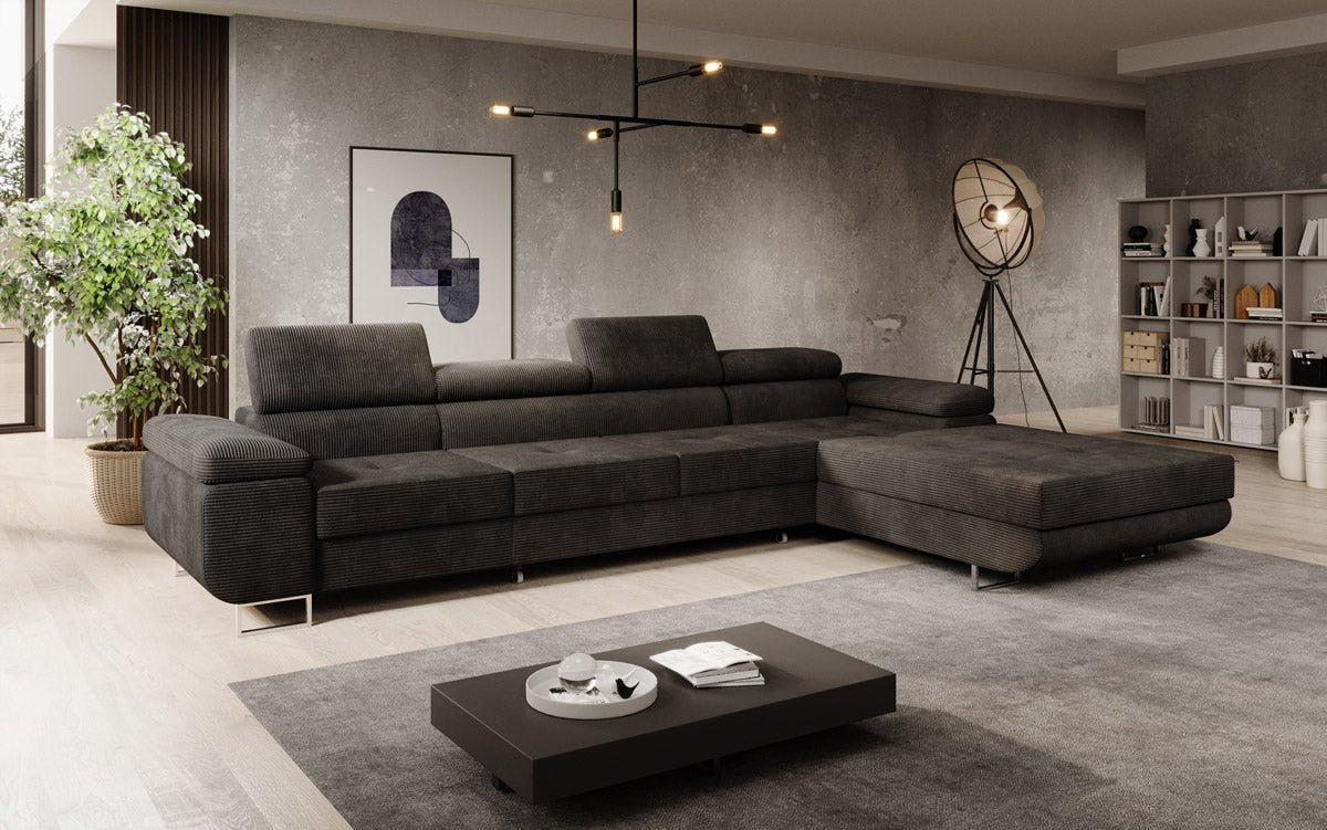 Designer Sofa Calvera Maxi mit Schlaf- und Klappfunktion in Cord