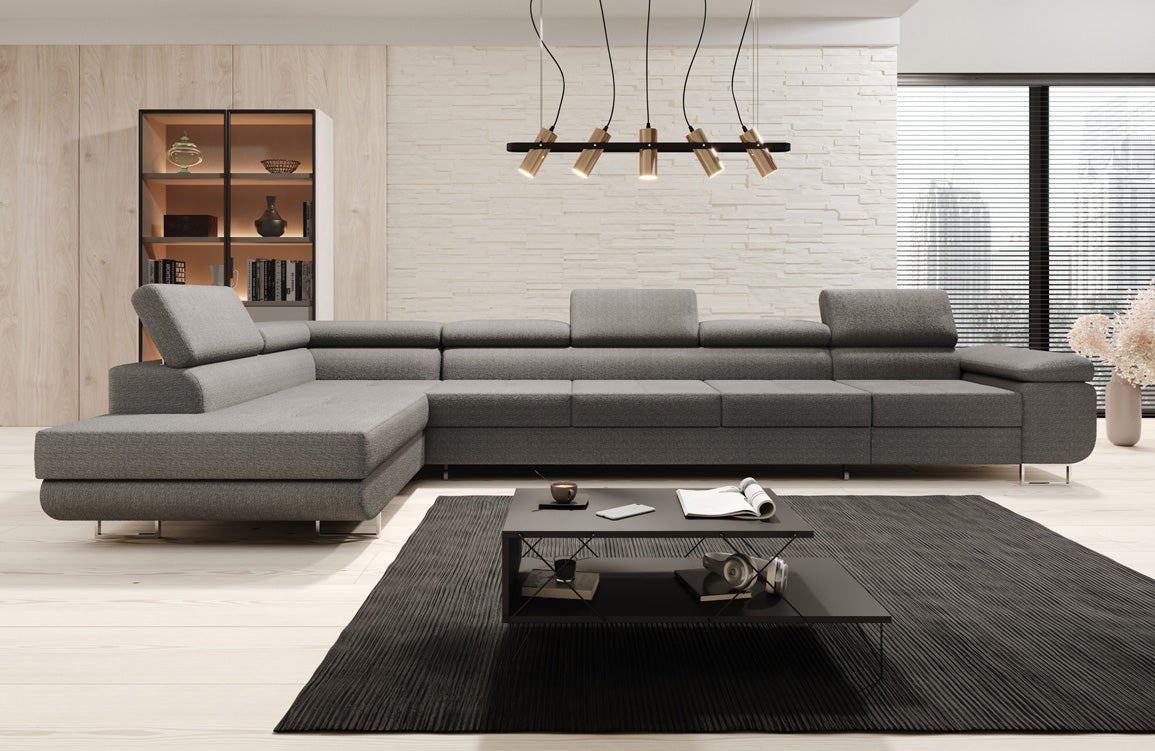 Designer Sofa Maxi mit Schlaf - und Klappfunktion in Bouclé