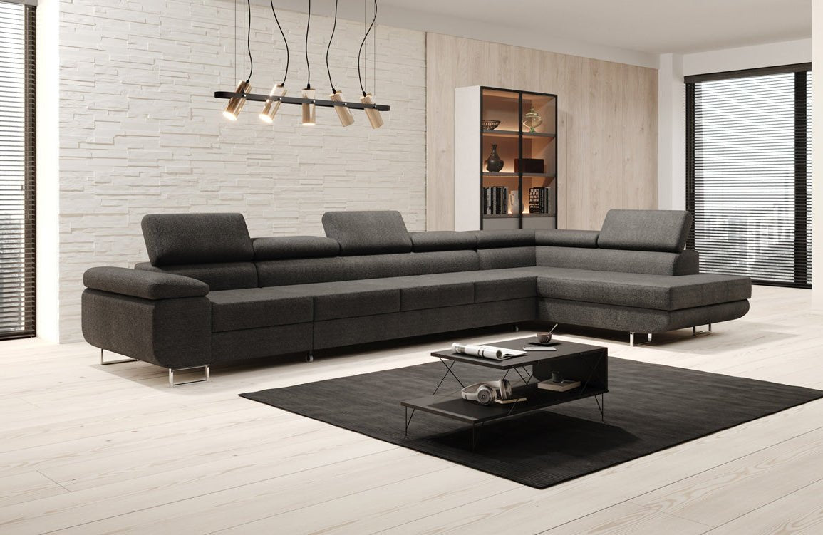 Designer Sofa Maxi mit Schlaf - und Klappfunktion in Bouclé