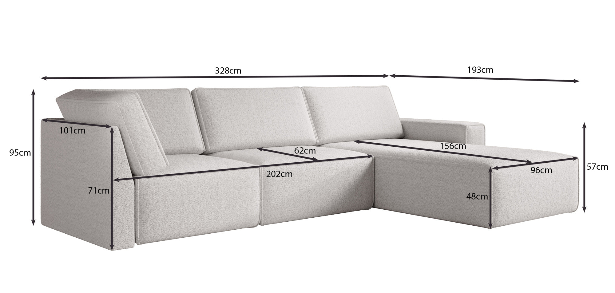 Modulares Ecksofa Yuma I aus Bouclé