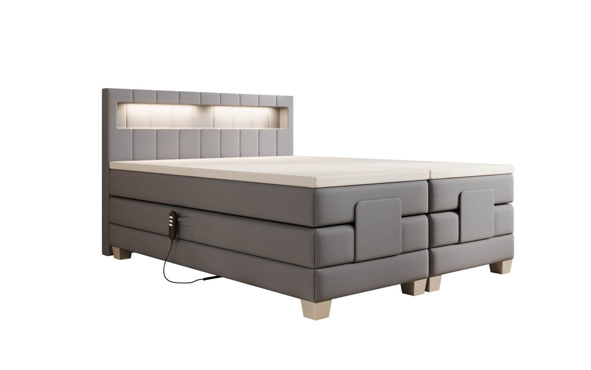 Boxspringbett Ardena Kunstleder elektrisch verstellbar mit LED