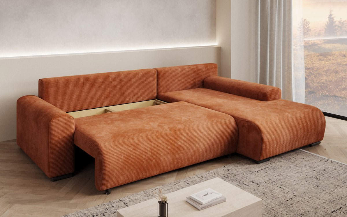 Designer Sofa Nelly mit Schlaffunktion und Stauraum