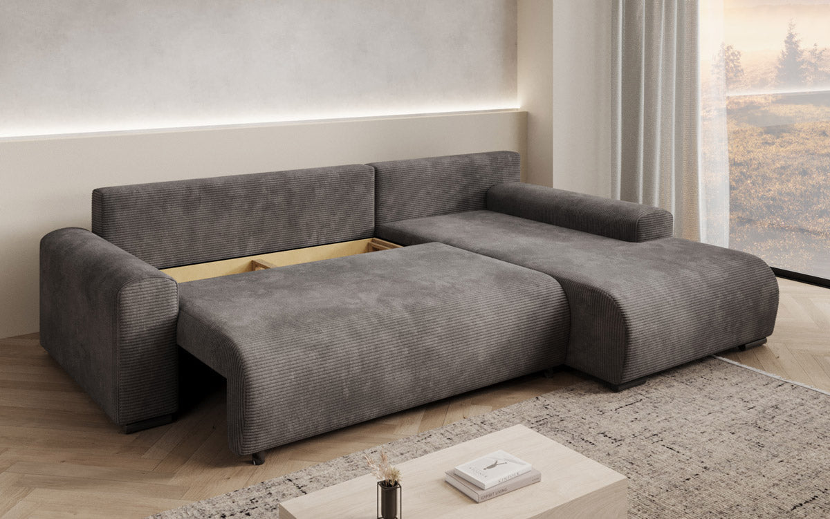 Designer Sofa Nelly mit Schlaffunktion und Stauraum