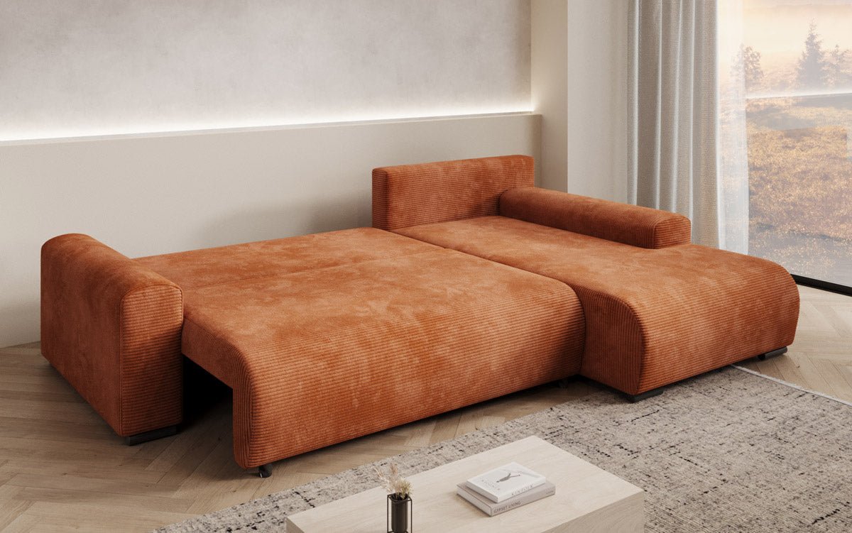 Designer Sofa Nelly mit Schlaffunktion und Stauraum