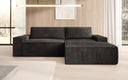 Designer Ecksofa Corino in Cord mit Schlaf- und Klappfunktion