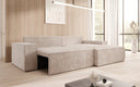 Designer Ecksofa Corino in Cord mit Schlaf- und Klappfunktion