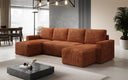 Designer Sofa Melva U mit Schlaf- und Klappfunktion in Cord