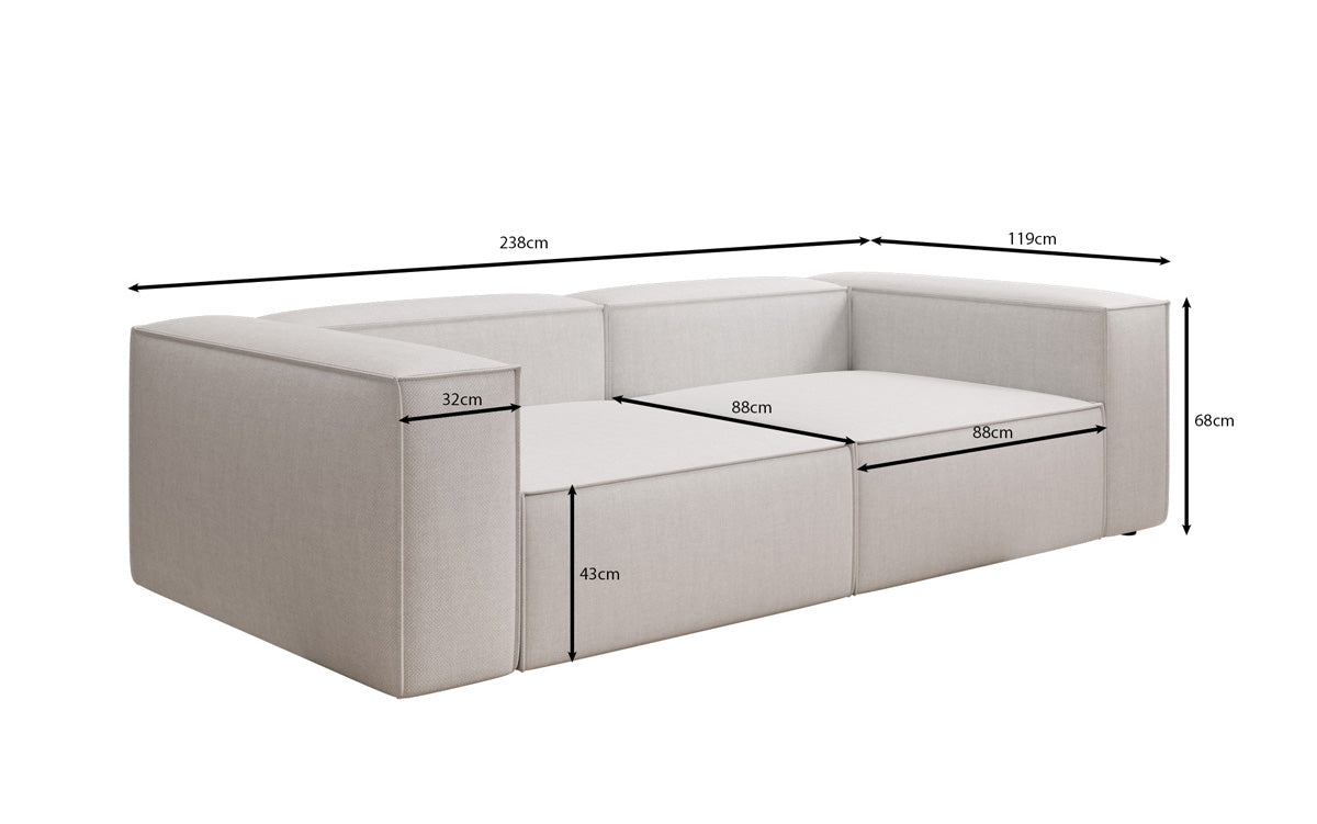 Designer Sofa Lesley 3 Sitzer in Leinen-Optik